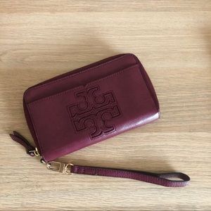 Tory Burch Maroon Smartphone Wristlet Wallet